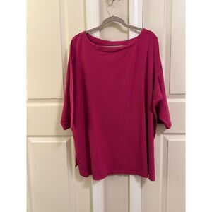 Woman Within Magenta Pink Plus Size Tunic Tee Size 3X (30/32) - 3/4 Sleeve